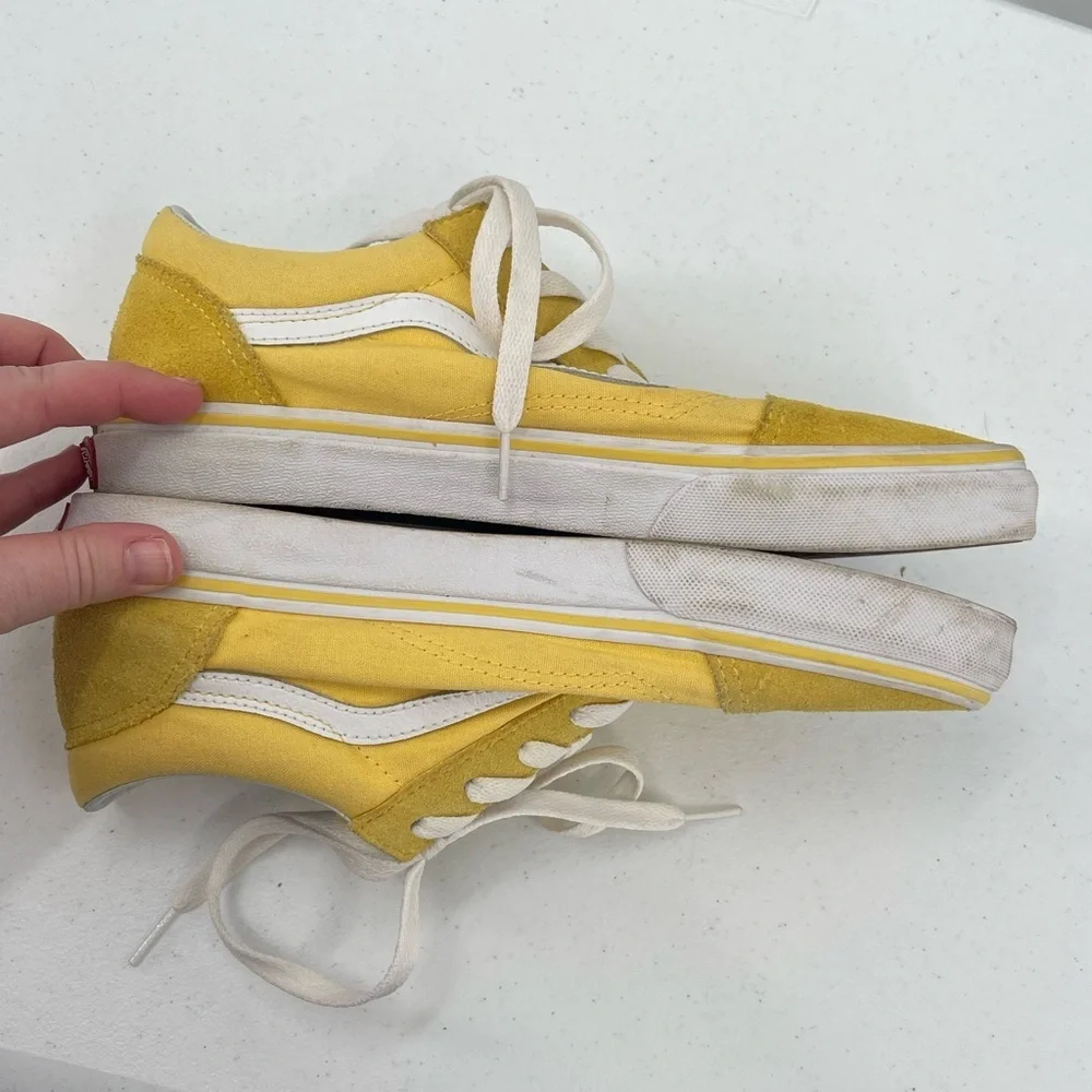Vans yellow leather canvas skater sneakers